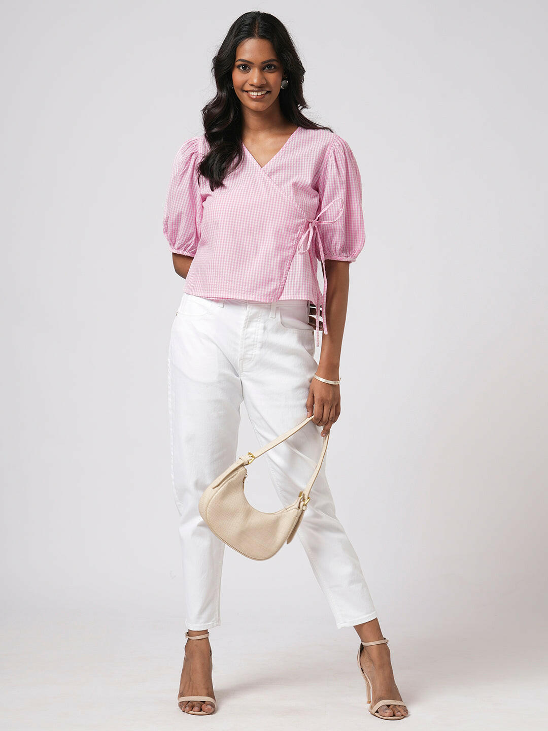 Gingham Wrap Top.